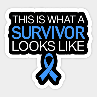 This Is What a Survivor Looks Like - Colon Cancer Awareness Blue Ribbon Sticker